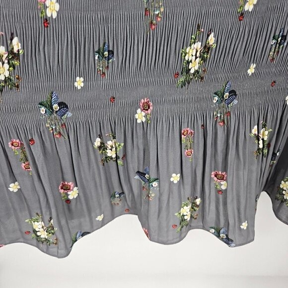 Ted Baker Toppaz Oracle Pleated Midi Dress Gray Women’s 3 Size 8 Floral Formal - Picture 12 of 16